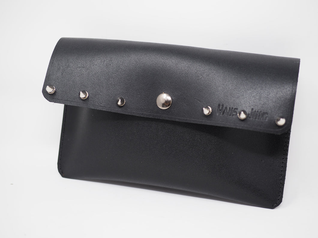 Designer Leather Envelope Bag - Handmade Black Leather Small Purse – Haus  of Jung